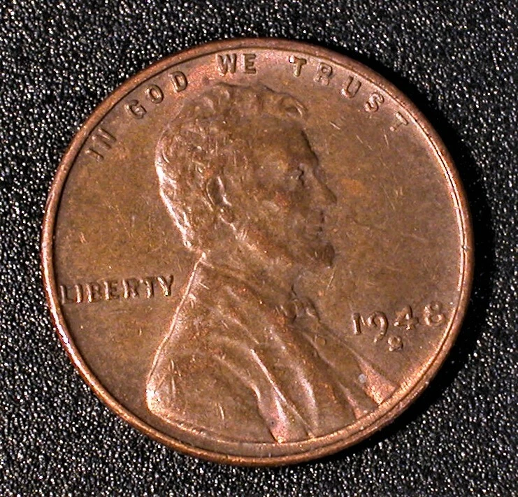 US Error Wheat Cent 1948- slanted D/S/S - Image 3 of 4