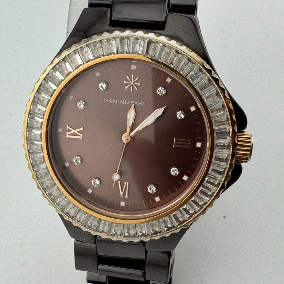 Isaac Mizrahi Reloj Cuarzo Mujer Marrón Cerámica Japón Movt Analógico Batería Nueva 6" Foto 2 de 4