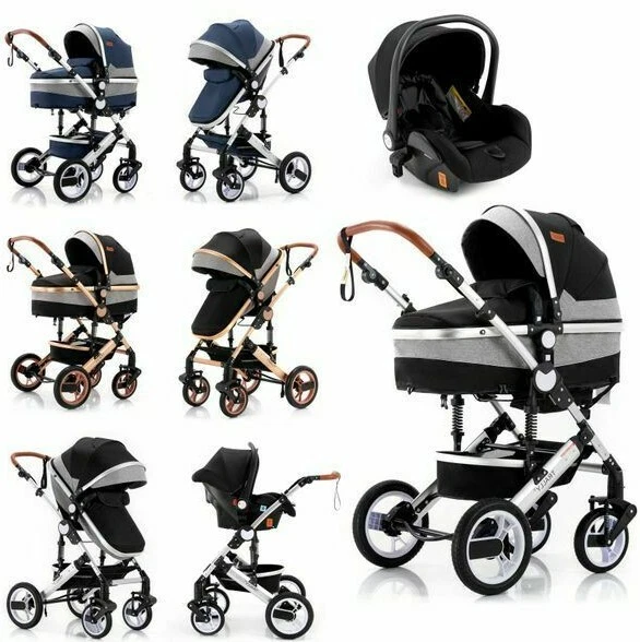 Trally® 3 in 1 Kombi-Kinderwagen Buggy Reisebuggy inkl. Auto-Babyschale Faltbar