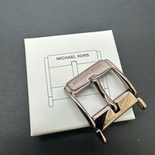 18MM Michael Kors Access Bradshaw SS Leather Watch Band Buckle Clasp Chocolate