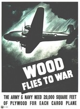 Wood Flies To War Vintage World War II U.S Army Poster