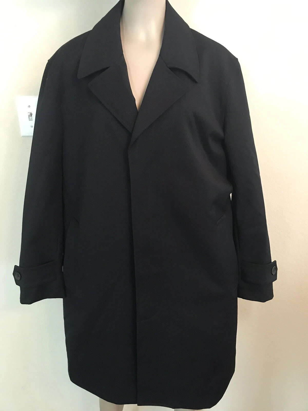 Michael Kors Cappotto Uomo Cappotto Lungo Nero Trench Coat 42R 44R ?