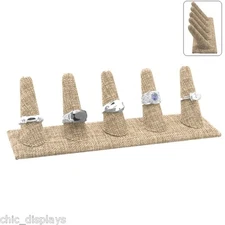 5 Finger Ring Display Burlap Ring Holder Jewelry Display Stand Showcase Display