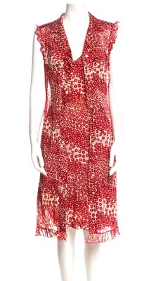 New Chanel Vintage 2003 Red White Long Dress Jacket 36 38 40 4 6 8