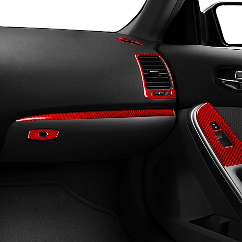 Kits de molduras interiores de tablero de fibra de carbono roja de 13 piezas para Nissan Altima Teana 2008-2012 Foto 4 de 4