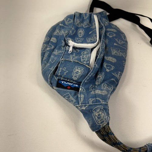 Kavu Rope Sling Bag Crossbody Shoulder Hiking Bag Blue & White Camp Print - Picture 7 of 10
