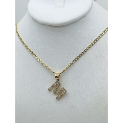 10k gold pendant initial Necklace Cadena y dije en oro