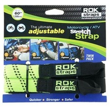 ROK Strap Adjustable Motorcycle Stretch 18"-60" 2-Pk - Lime Green