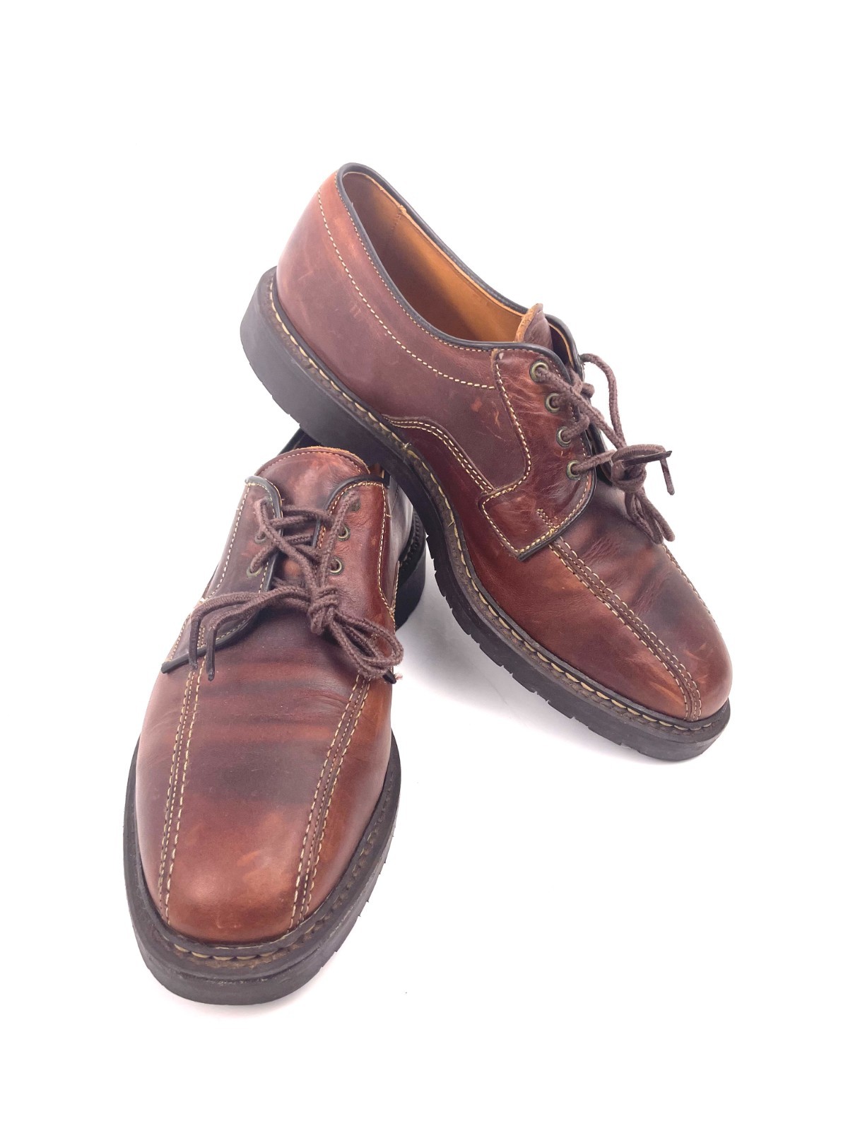 SAOLA Scarpe Allen Edmonds Mapleton Derby in pelle marrone suola a strappo taglia 9C made in USA