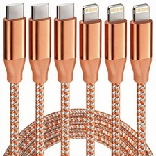 USB C to Lightning Cable 3 Pack 6FT Apple MFi Certified iPhone 6 feet, orange