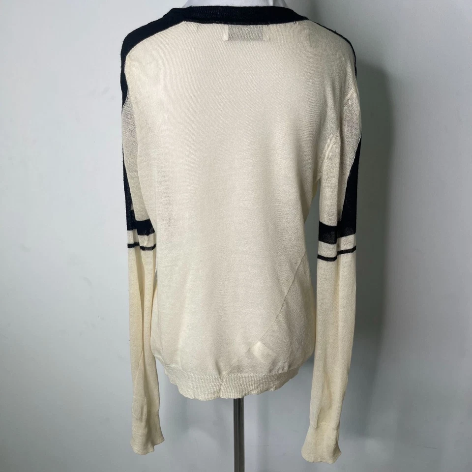 A.LC. Sudadera para mujer negra crema 100 % lana cuello redondo talla grande Foto 4 de 4