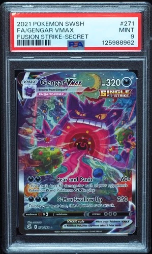 Gengar VMAX 271 PSA 9 Mint Fusion Strike Pokemon Card ZR