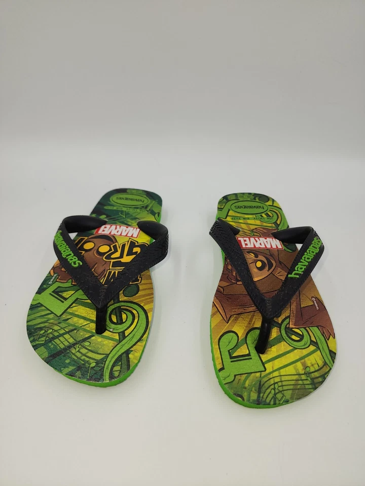 Havaianas Kids Green Black Disney Marvel Groot Print Flip Flop Sandal Sz 13C/1Y - Image 3 of 4