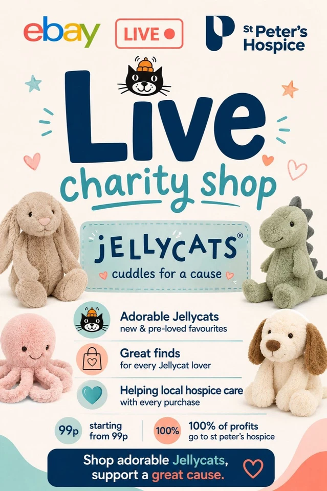 ebay Live Jelly Cat Charity Shop. Auctions starting from 99p