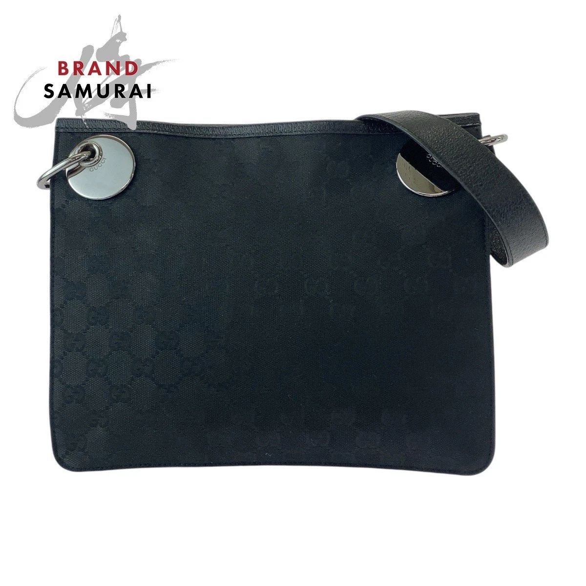 GUCCI Raccords métal argenté noir noir GG toile cuir 120841 épaule B
