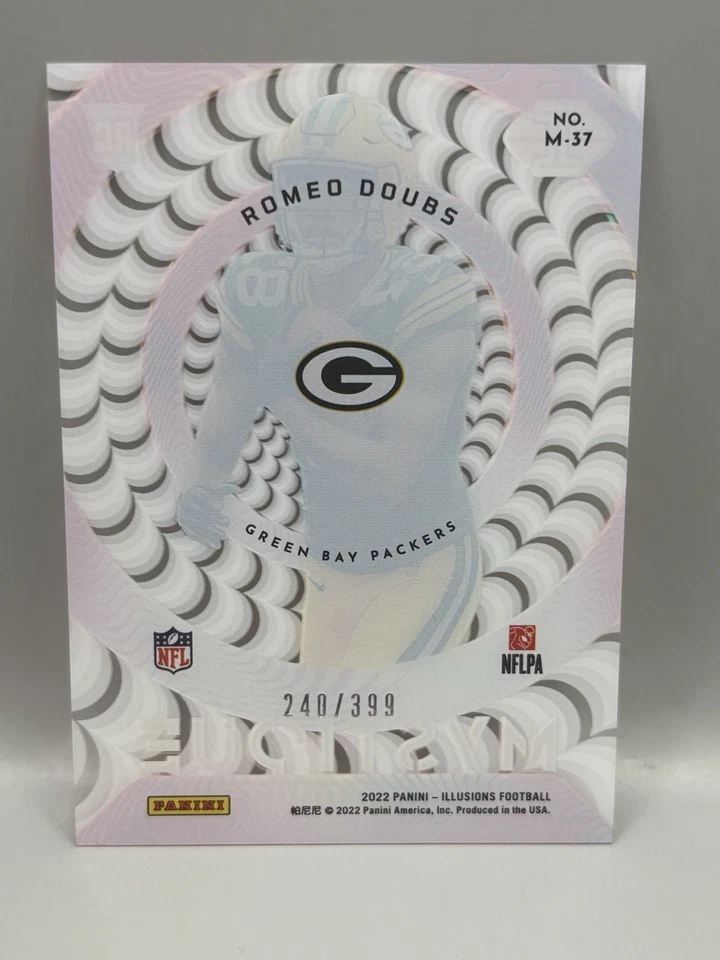 2022 ROMEO DOUBS #d/399 RC PANINI ILLUSIONS #M-37 MYSTIQUE PINK ROOKIE Packers - Image 2 of 3
