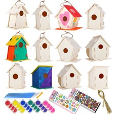 24 Pack Large DIY Bird Houses Kits for Kids, Kids Craft Kits Wood Houses for ...