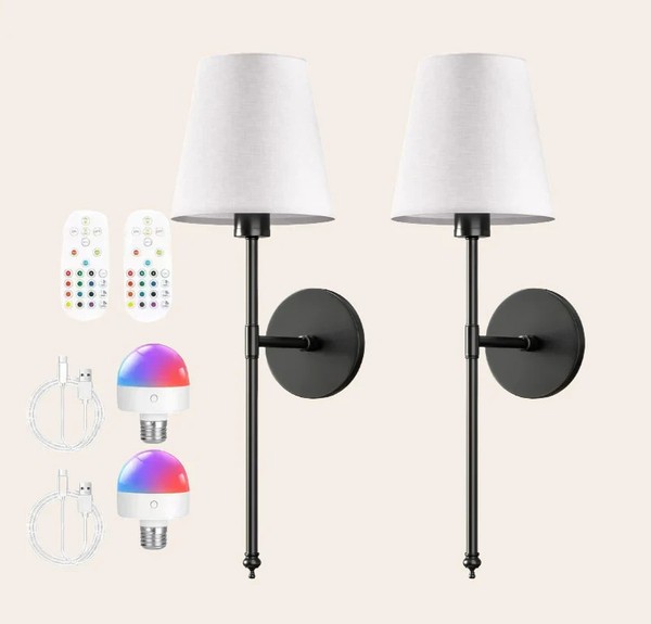 Aplique de Pared Inalámbrico – LED Recargable con Mando y +15 Colores
