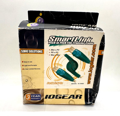 HTF VTG IOGEAR SMARTLINK Peer to Peer File Transfer Cable Translucent Teal MAC