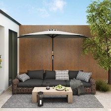 Image of Half Round Parasol Umbrella Balcony Sun Shade Metal Polyester