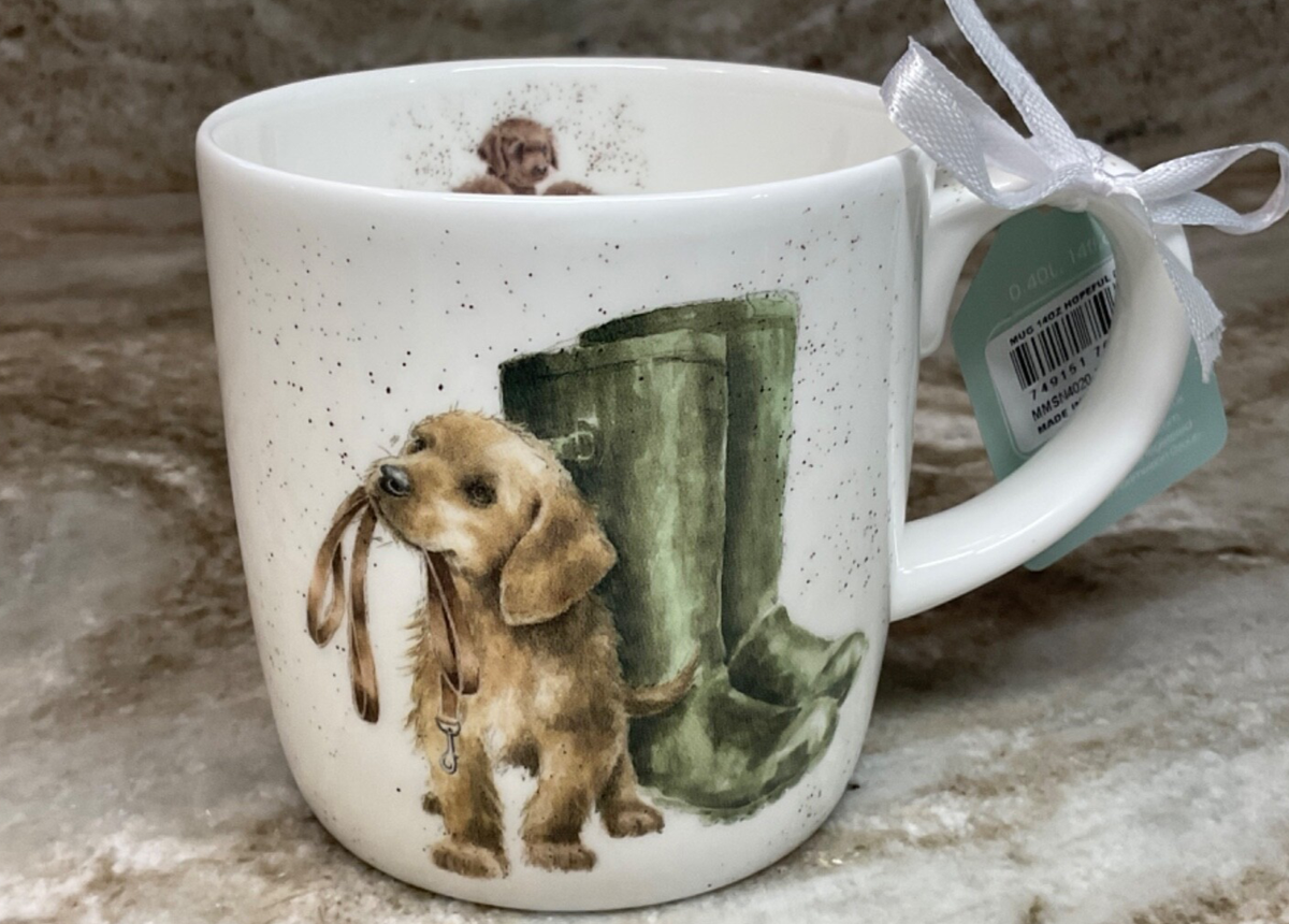 Coffee Mug Royal Worcester. Hopeful. Adorable Puppy With Leash And
