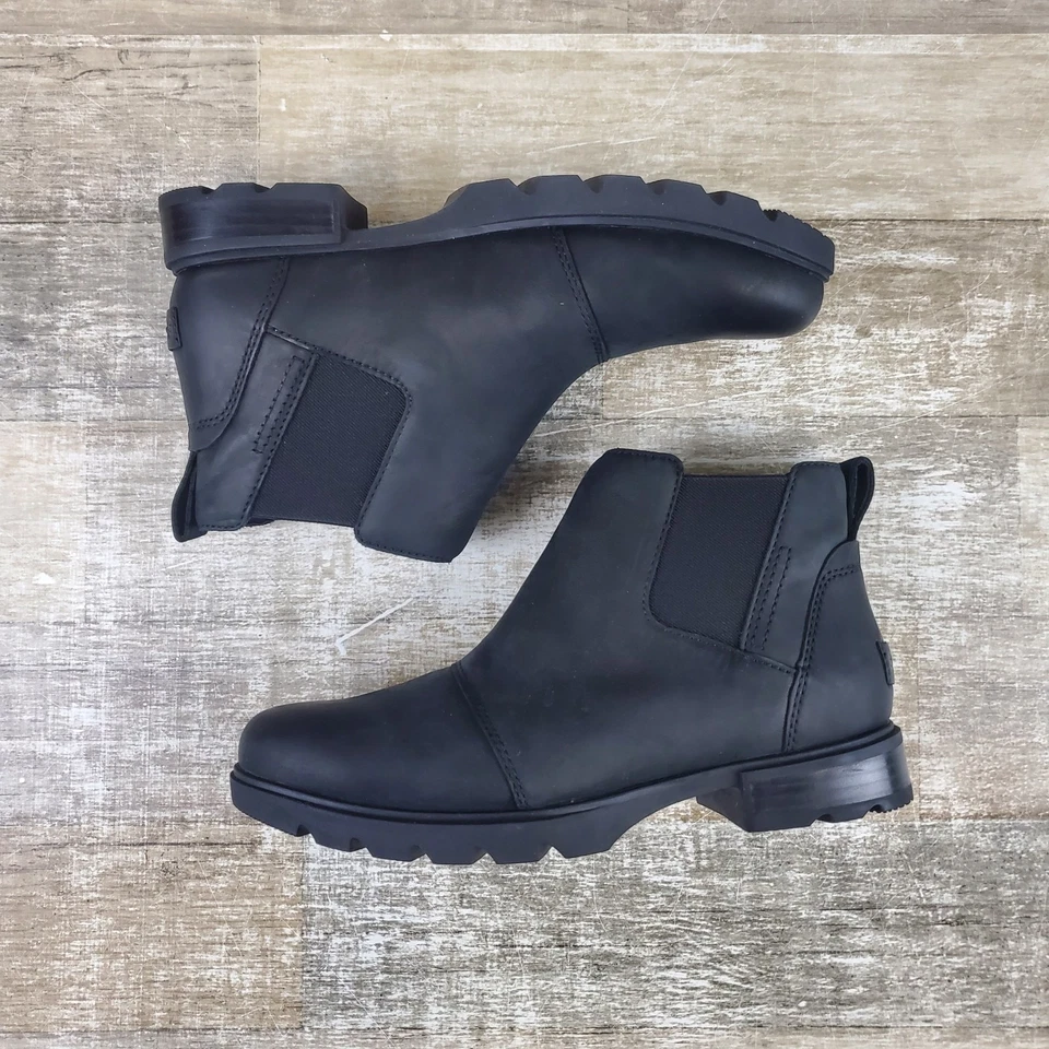 Sorel Emelie III Chelsea Boots Womens Sz 7.5 Black Leather Waterproof  - Image 3 of 4