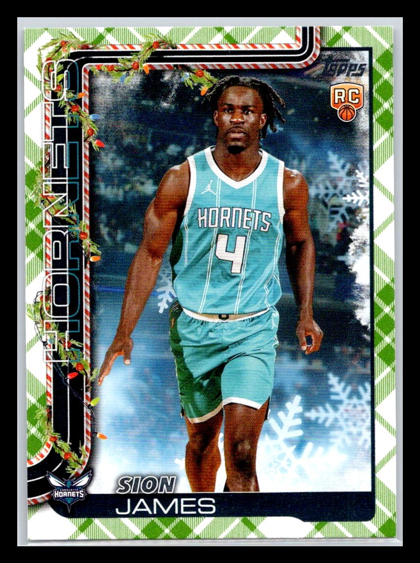 2025-26 Topps Holiday #H193 Sion James Charlotte Hornets Plaid RC NBA