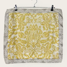 Honey Saffron Gold Damask Art Deco Arch Border Throw Pillow Cover 17" x 19"