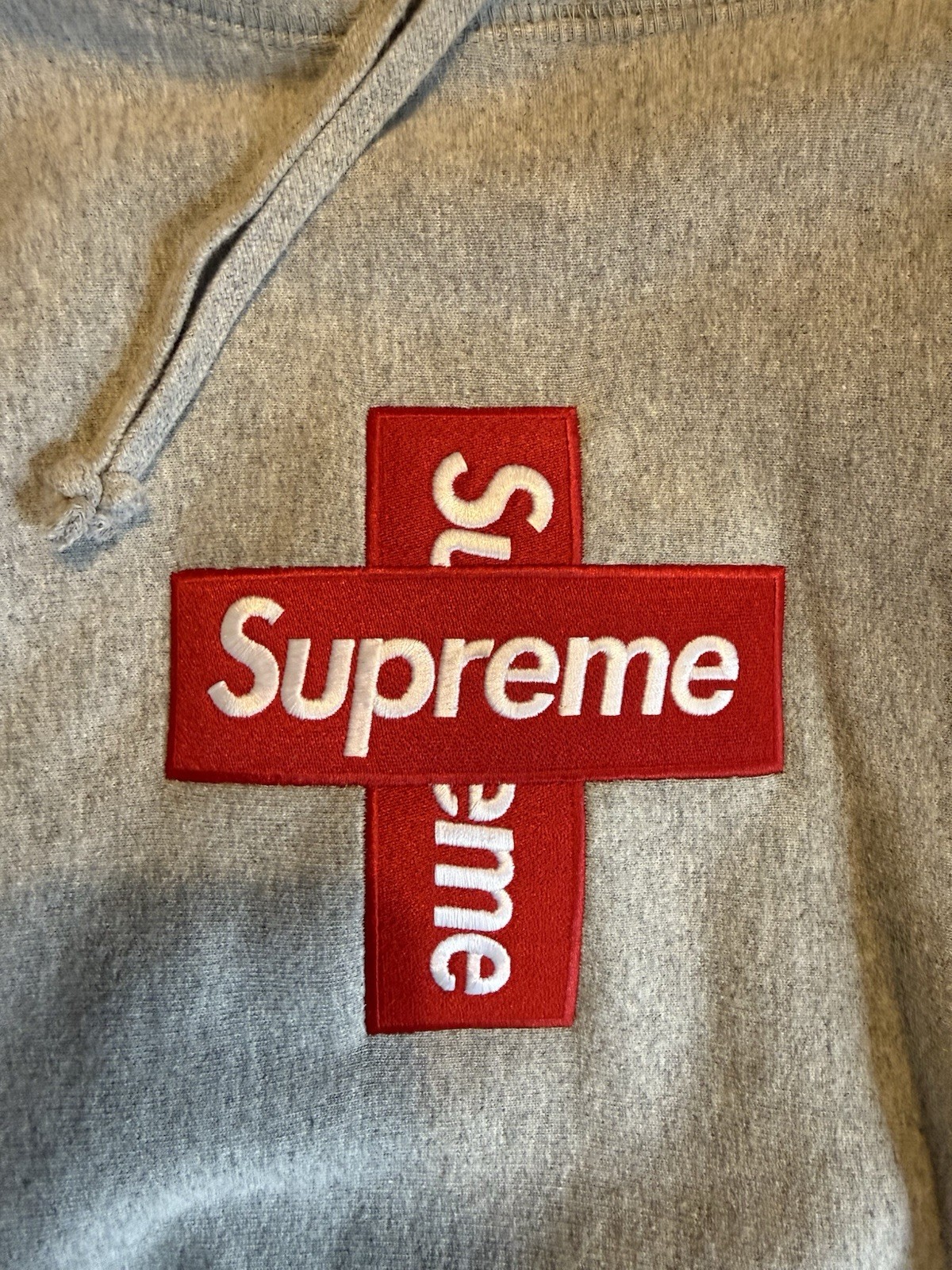 Supreme Cross Box Logo Hooded Sweatshirt Heather Grey Large FW20 thumbnail 2
