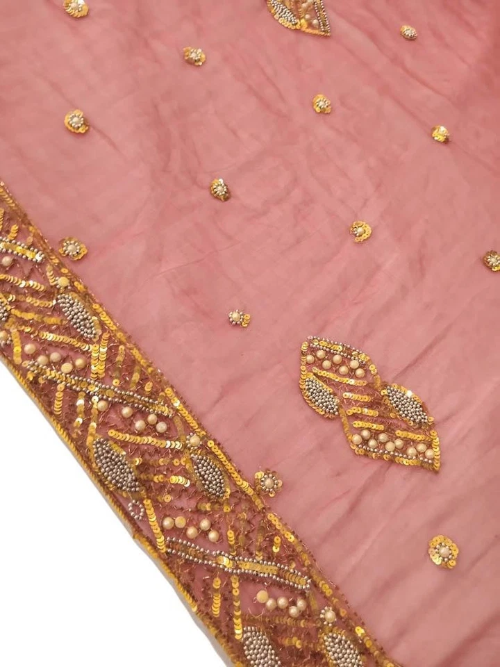 Шарф Georgette Dupatta винтажный индийский вышитый длинный украденный для женщины LD7211 - Изображение 4 из 4