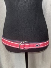 VINEYARD VINES Mens Nautical Core Pink Navy Canvas Grosgrain Golf Buckle Belt L