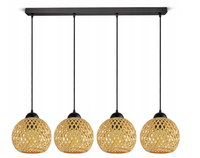 Luxolar Schwarz Pendelleuchte 4-Flammig Bambus - Boho Natur - E27 60W LED