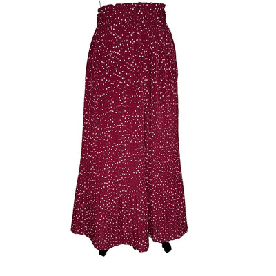 Lock & Love Maxi Skirt Elastic Waist Pockets Boho Casual Flowy Polkadot Stretch
