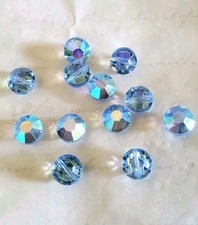 Vintage Swarovski 5100 8mm Tablet Lentil beads Light Sapphire AB 12pcs 