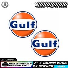 2x GULF Race Livery Vinyl Aufkleber Abziehbild Auto Stoßstange Mod Sponsor WEISSER UMRISS