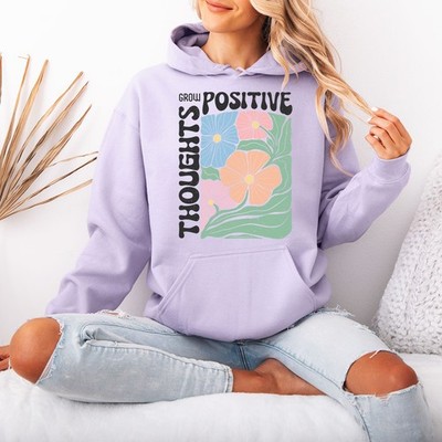 Grow Positive Thoughts Floral Lifestyle Damen Hoodie Sweatshirt