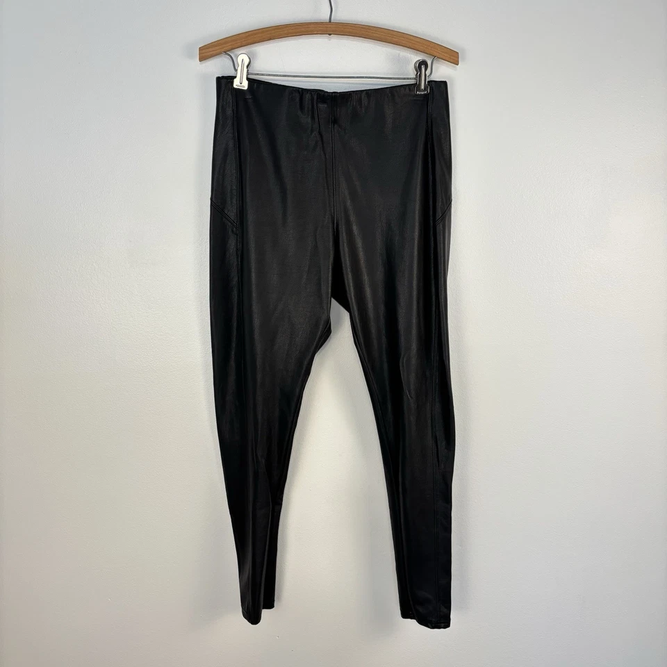 Nordstrom Cintura Alta Imitación Cuero Híbrido Leggings Pantalones Mujer’s Grande Negro Foto 2 de 4