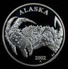 2002 Alaska Mint State Medallion 1 Oz Proof Silver .999  Alaskan King Crab #2660