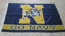 US NAVAL ACADEMY SPRINGENDE ZIEGE "GO NAVY" BESTICKTE FLAGGE 3'X5'