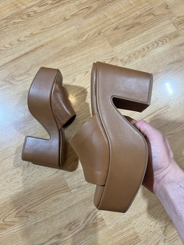 GB Gianni Bini LateNite Plateau Sandalen camelbraun Leder Blockabsatz Größe 8,5