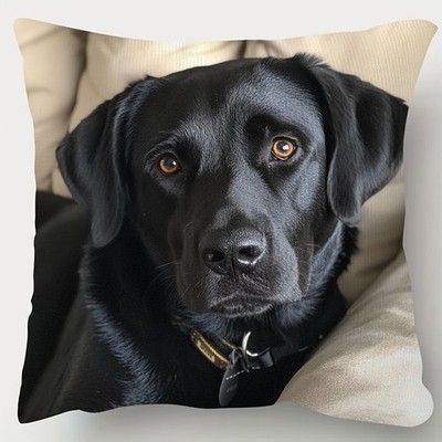 Black Labrador Retriever Throw Pillow Cover Dog Lover Pet Home Decor Gift 18x18