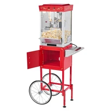 VEVOR Commercial 48 Cup Popcorn Machine with Cart - 800W Red Popper
