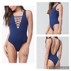 Rip Curl XS Navy Criss Cross Open Front Cheeky One Piece Scoop Back Swimsuit