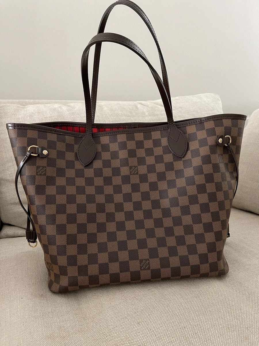 LOUIS VUITTON Neverfull MM Damier Ebene Tote Bag Brown