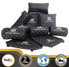 BLACK WITH WHITE DIAMOND JDM VIP CAR INTERIOR Seat Back and Neck PILLOWS SET