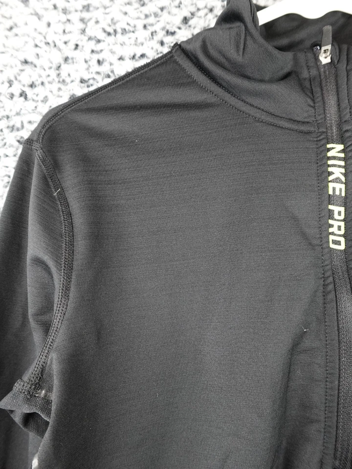 Nike Pro Dri Fit Mujer Negro Amarillo Neón Cremallera Pullover Malla Talla L Foto 2 de 4