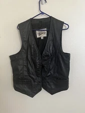 Open Road For Wilsons Vintage Men's Black Leather Motorcycle Vest Size L