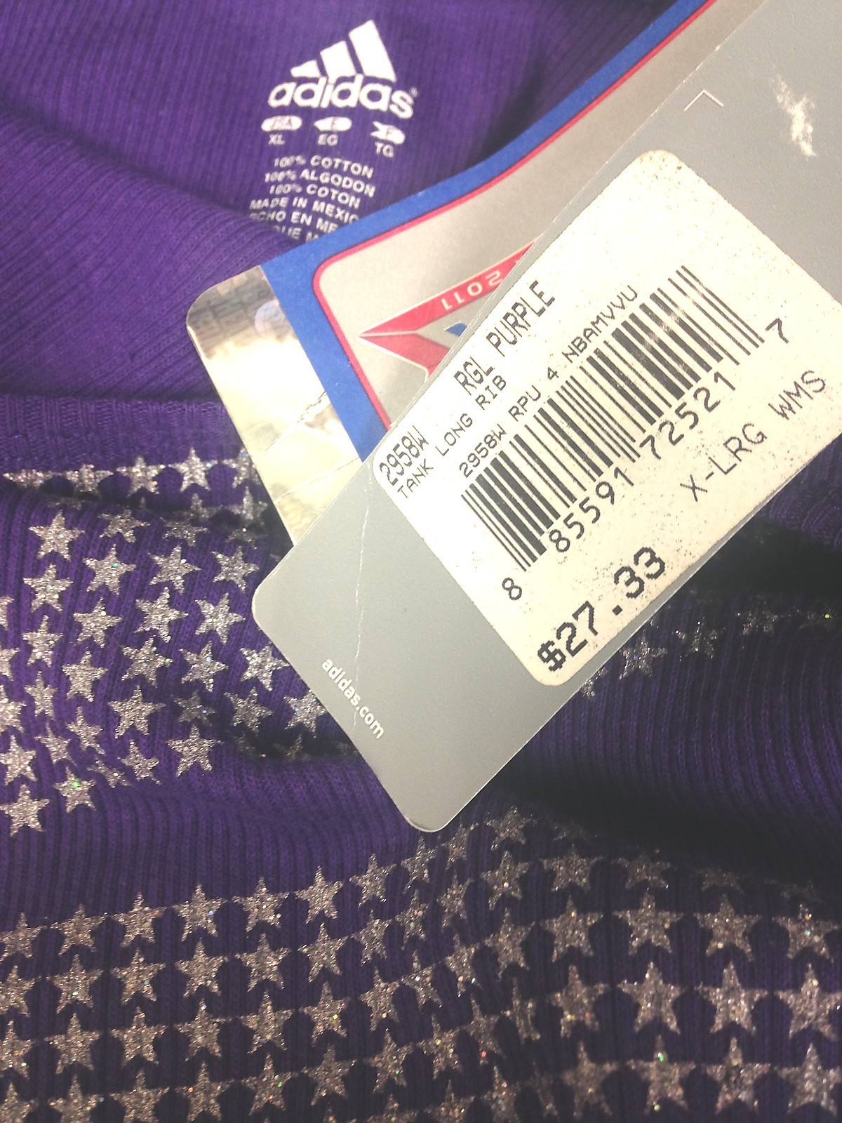 New Adidas Official NBA All Star Game Los Angeles Womens Tank Top Purple Cami L4 image 3