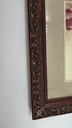 Antica cornice in legno ornato con intricati dettagli intagliati 16,5"x13,5" marrone rustico - Foto 7 di 22