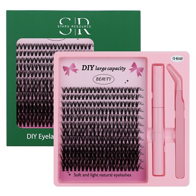 Individual Lashes Kit 40D 240PCS Curl Cluster Lashes Kit DIY Lash Extensions